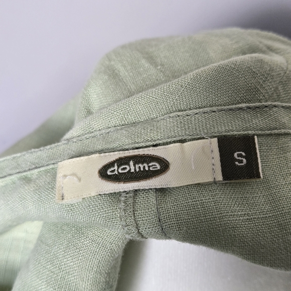 Dolma 100% Linen Light Green Midi Slip Dress Resort Vacation Beachy Tie-Dye S - Picture 12 of 13